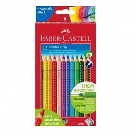 LAPICES DE COLORES FABER-CASTELL GRIP LARGO JUMBO X 12 UNID.