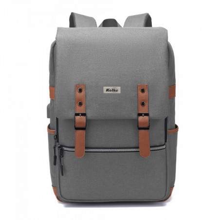MOCHILA KOLKE KVM-534 15,6" GRIS CLARO Y MARRON