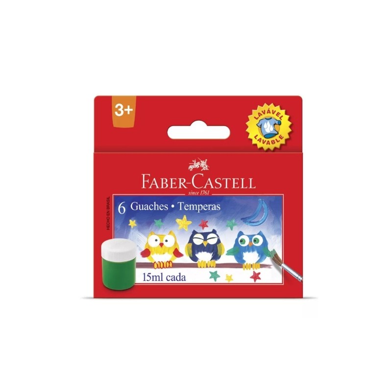 TEMPERA FABER-CASTELL GUACHE 15ML X 6 UNID. - COD 163006
