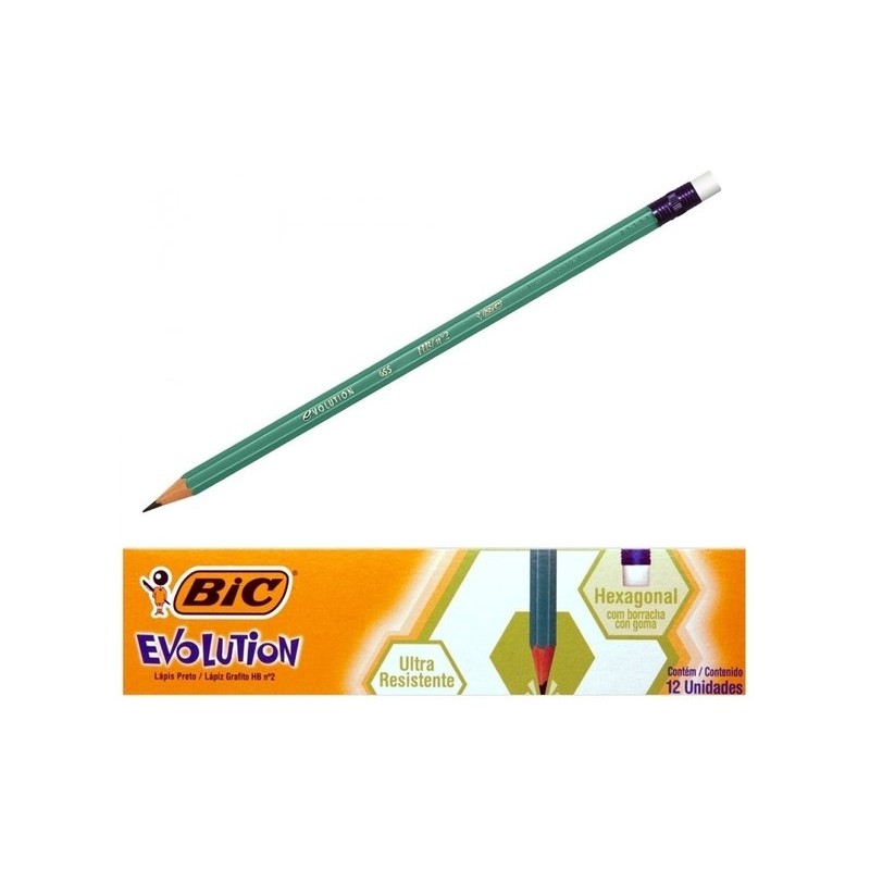 LAPIZ DE PAPEL BIC EVOLUTION HB-2 CON BORRADOR