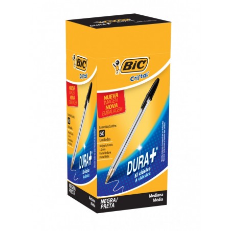 BOLIGRAFO BIC CRISTAL PUNTA MEDIA NEGRO X 50 UNIDADES